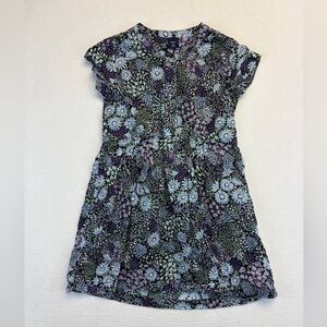 GAP KIDS Girls Dress Small 6-7 Purple Flower Print Navy Summer Tea Cotton